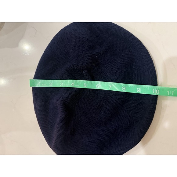 Accessories - Custom Made Beret Women OS Navy Blue Excellent Italy Cotton Striped Ribbon Bow